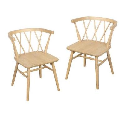 sierra cross back oak chair - set of 2 black 