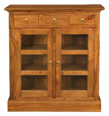 tasmania 3 drawer small display cabinet light pecan 
