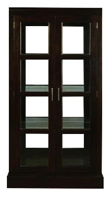 paris mirror back display cabinet light pecan 