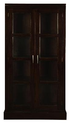 paris 2 door display cabinet light pecan 