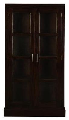 paris 2 door display cabinet light pecan 