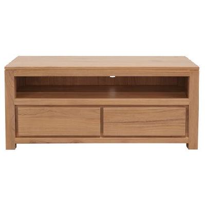 amsterdam 2 drawer solid mindi timber entertainment unit (natural) 