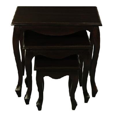 queen ann nest of tables white caramel 