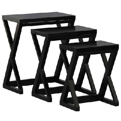 manhattan solid mahogany nest of table (black) 
