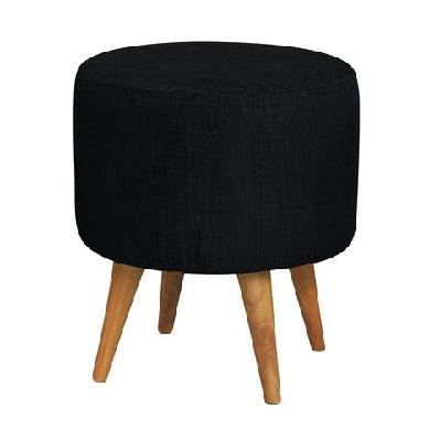 manhattan round upholstered ottoman black 