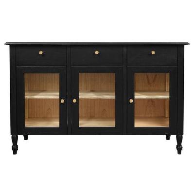 winston 3 door 3 drawer buffet black 