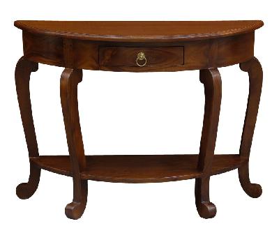 cabriol leg 1 drawer half round sofa table chocolate 