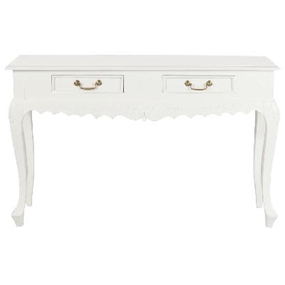 jepara 2 drawer carved sofa/hall table white caramel 