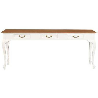 queen ann 3 drawer sofa table light pecan 