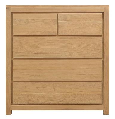 amsterdam solid mindi timber 5 drawer tall boy natural 