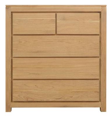 amsterdam solid mindi timber 5 drawer tall boy natural 