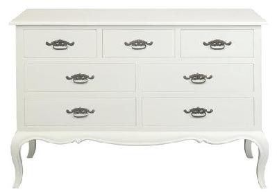 french provincial 7 drawer tallboy white 