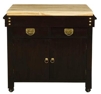 heritage 2 door 2 drawer butchers block chocolate 