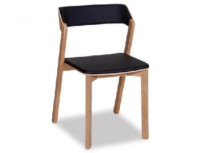 merano natural oak stackable dining chair w black pad by alex gufler for ton