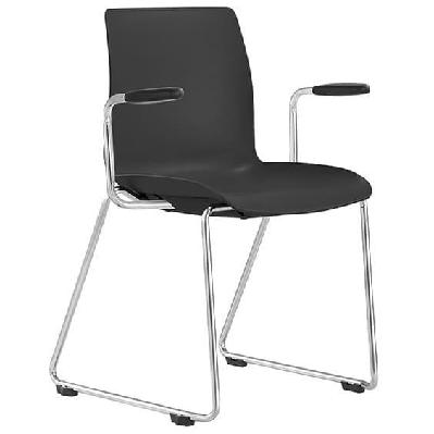 pod sled chair with arms - black