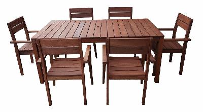 supreme rectangular 1.8m dining table and chairs 7pc setting 