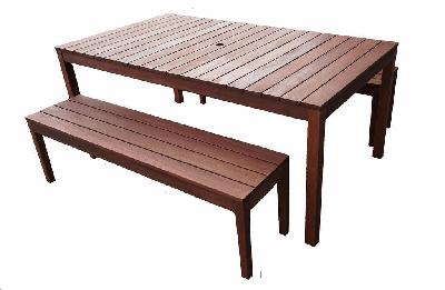 supreme rectangular 1.8m dining table and bench 3 piece setting (4 seater) 