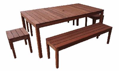 supreme rectangular 1.8m dining table and bench 5 piece setting (4 seater) 