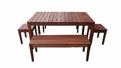 supreme rectangular 1.5m dining table and bench 5 piece setting (4 seater) 