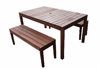 supreme rectangular 1.5m dining table and bench 3 piece setting (4 seater) 