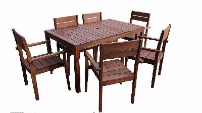 supreme rectangular 1.5m dining table and chairs 7pc setting 