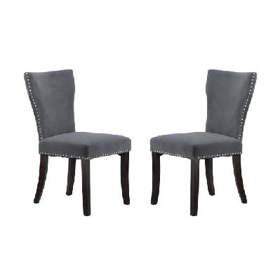 da studded fabric upholstered dining chair set of 2 