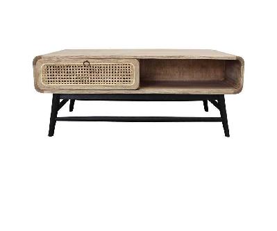 cr vincent solid timber with rattan coffee table 