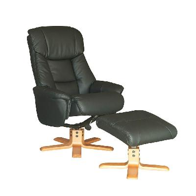 picasso relax leather recliner - black 