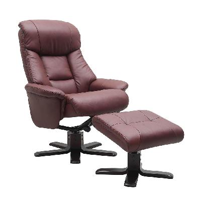 picasso relax leather recliner - burgundy 