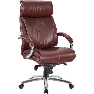 renoir executive leather office chair high back arms - burgundy 