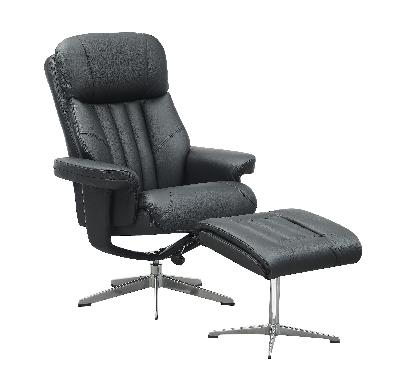 perelle relax leather recliner - black 