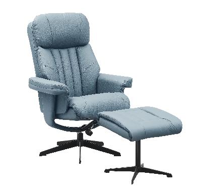 perelle relax leather recliner - steel blue 