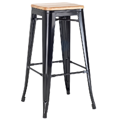 harbour stool 76 / timber seat black natural 