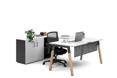 quadro a legs l-shaped executive setting - wood legs black cross beam [1600l x 1700w] 