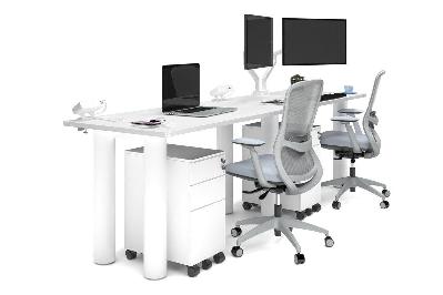 quadro cylinder leg 2 person run office workstations [1200l x 700w] 