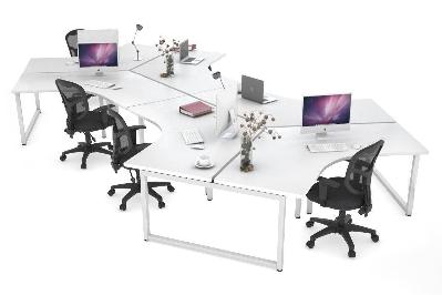 quadro loop leg 6 person 120 degree office workstations 