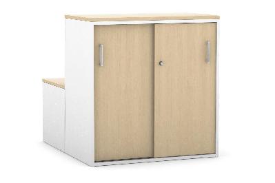 uniform activity module - med sliding 2 door credenza with low sliding 2 door credenza [silver handle] 