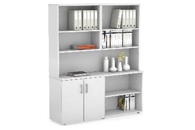 uniform small 2 door and open storage unit with open hutch 
