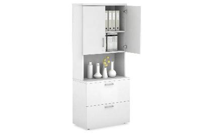 uniform small drawer lateral filing cabinet - hutch with doors [ 800w x 750h x 450d] 