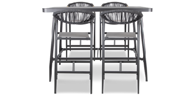 amalfi rectangle 5pc bar suite in gunmetal aluminium 