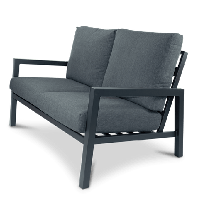 san sebastian 2 seater in gunmetal grey with platinum olefin cushions 