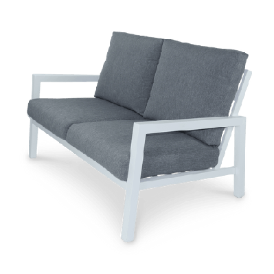 san sebastian 2 seater in arctic white with platinum olefin cushions 