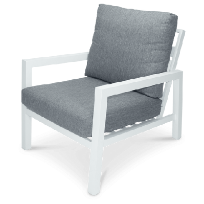 san sebastian outdoor armchair in arctic white with platinum olefin cushions 