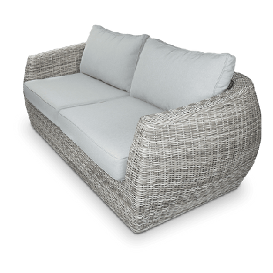 sienna 3 seater in kubu grey synthetic viro rattan and mountain ash sunproof all weather fabric 