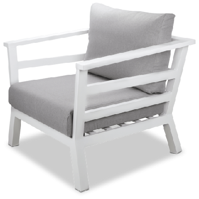 aveiro outdoor armchair in arctic white with stone olefin cushion 