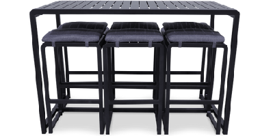 santorini 7pc bar suite in gunmetal with platinum olefin cushions 