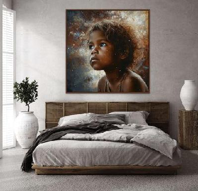 dreamtime - fine art prints 61 x 61cm / 420gsm satin canvas / 4.5cm float timber frame - white