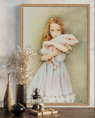 my little piggy - fine art prints a3 - 420 x 297mm / 420gsm satin canvas / stretched with black timber frame 