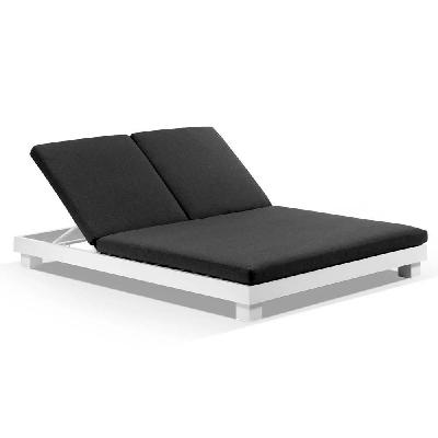 santorini aluminium double sun lounge cedar look / denim grey 