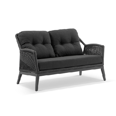 hugo 2 seater outdoor aluminium and rope lounge 2 seats / white / grey rope w/ textured olefin grey 